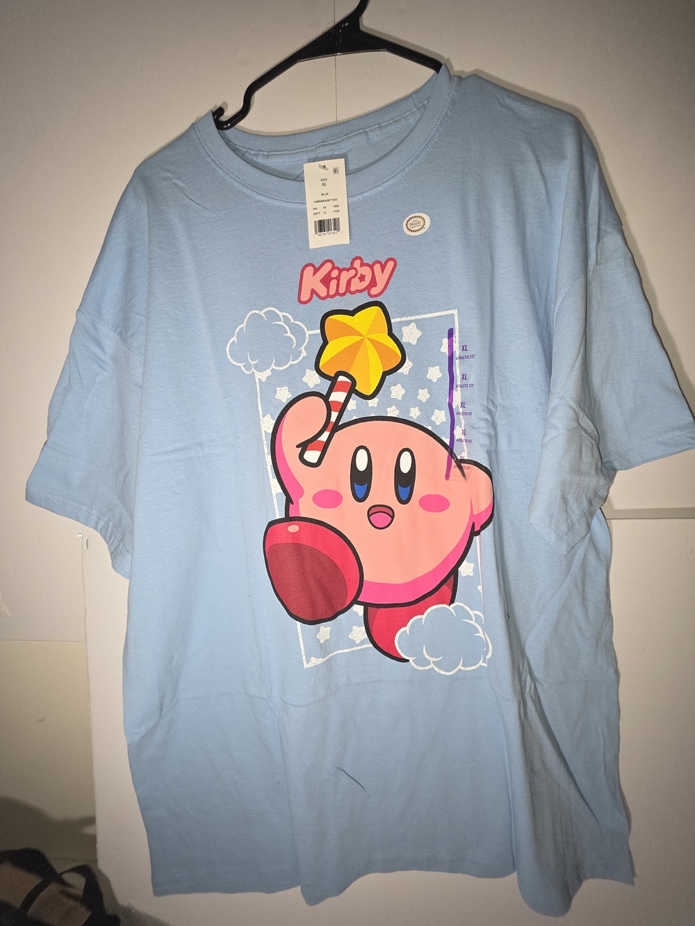 Nintendo Kirby Light Blue Graphic Tee with Pink Character